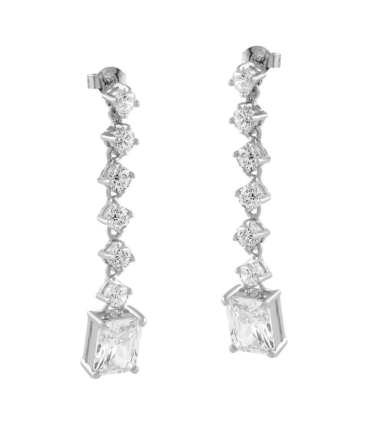 PENDIENTES LARGOS ITEMPORALITY PLATA CASCADA DE CIRCONITAS TERMINADOS EN CIRCONITA RECTANGULAR  SEA101235UU