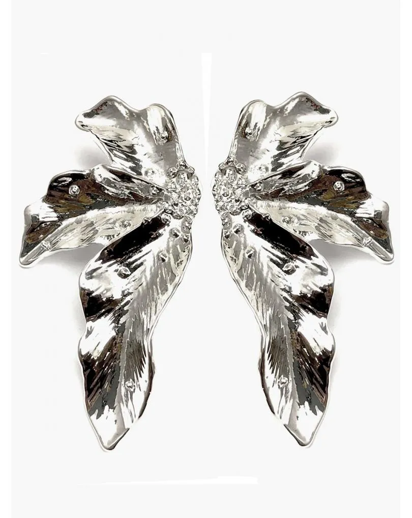 PENDIENTES PLATEADOS DE FIESTA CON ELEGANTE DISEÑO DE FLOR