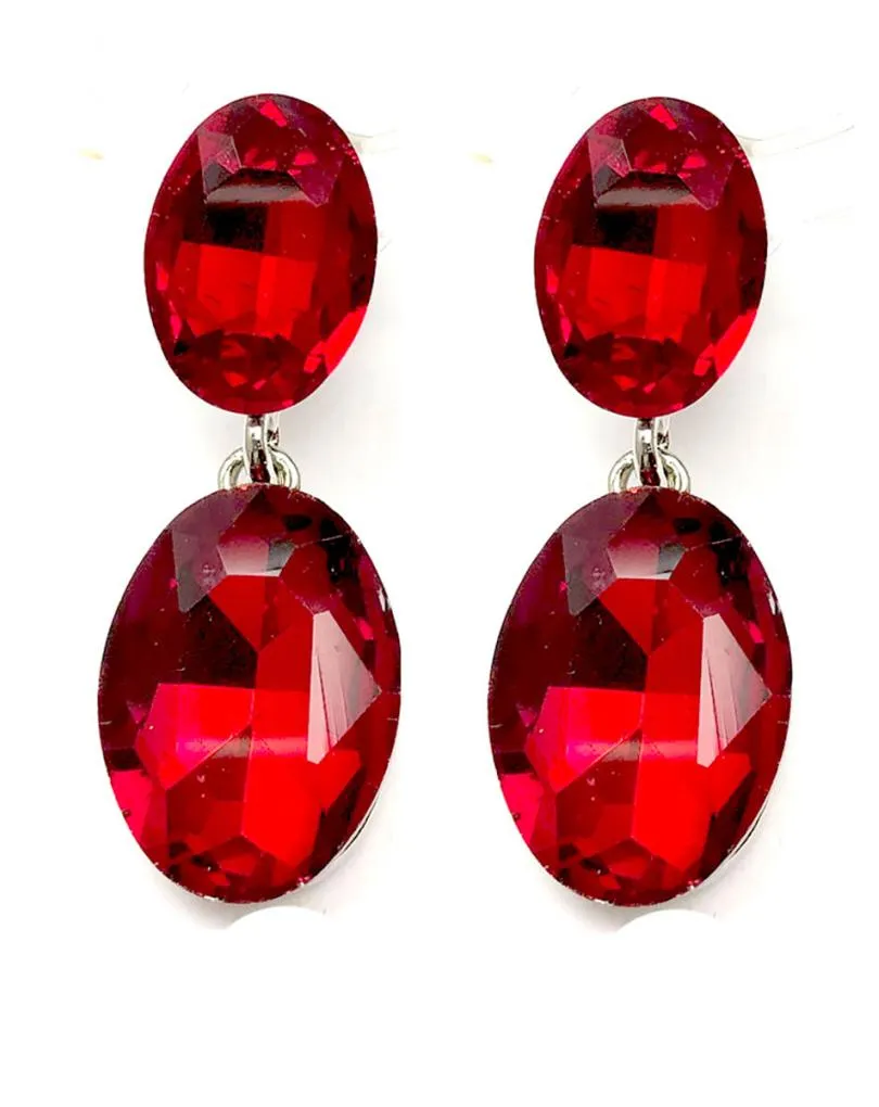 PENDIENTES ROJOS PEQUEÑOS PARA BODAS DE CRISTAL BRILLO