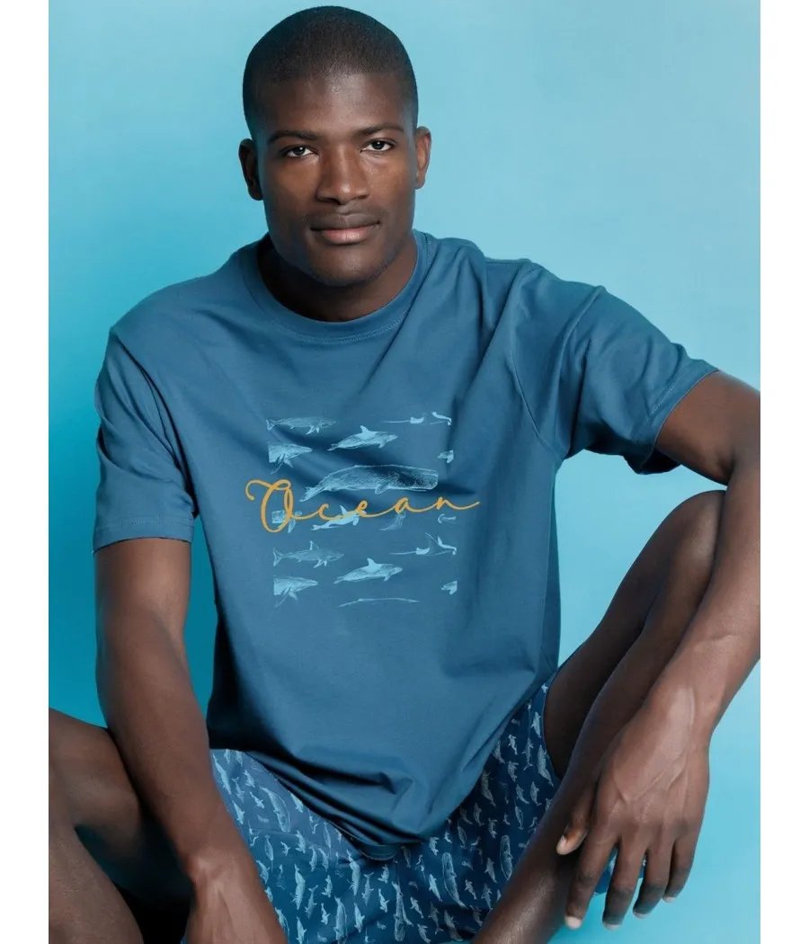 Pijama hombre verano Admas Ocean azul algodón