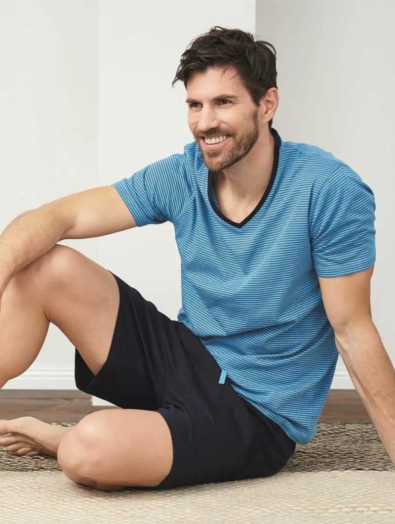 Pijama hombre verano ecológico azul
