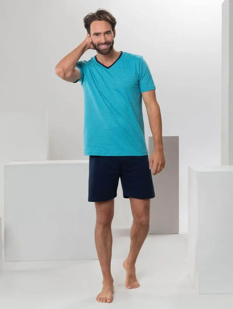 Pijama hombre verano ecológico azul