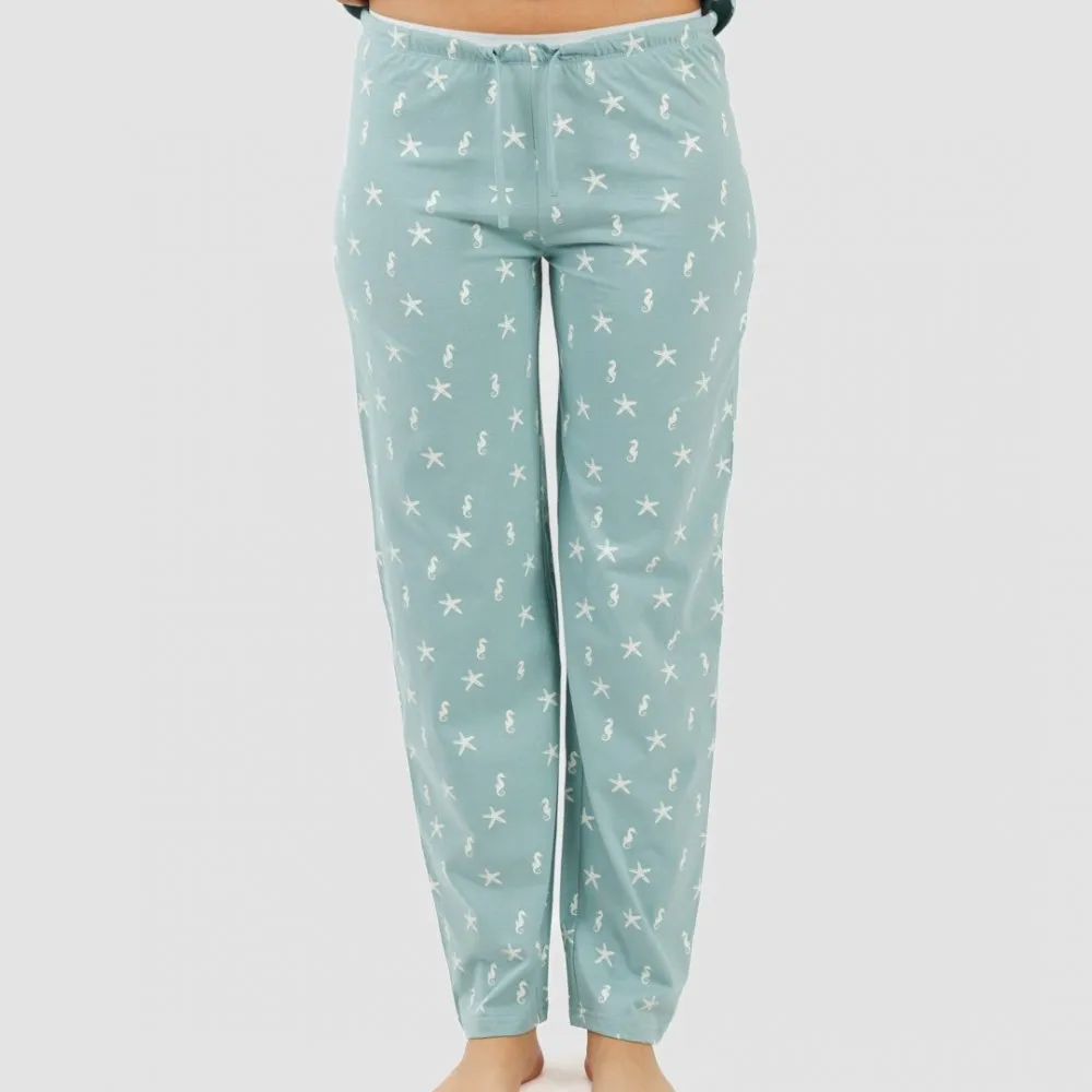 Pijama largo algodón Aaron verde azulado