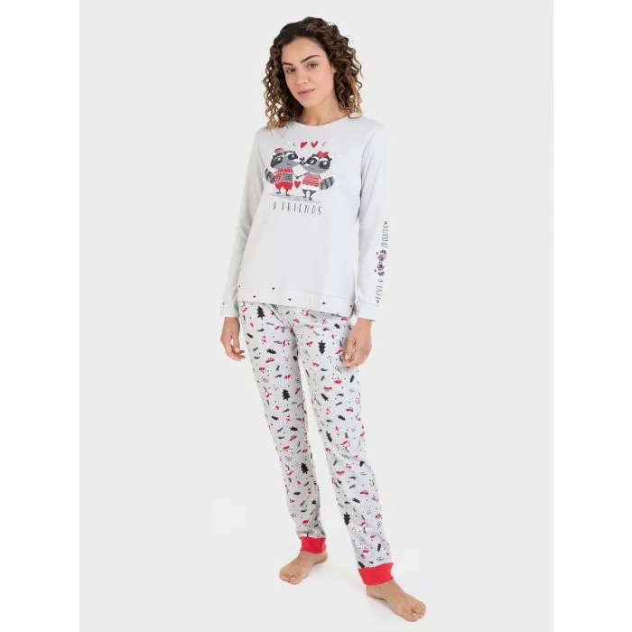 Pijama mujer Massana algodón de mapaches P721204