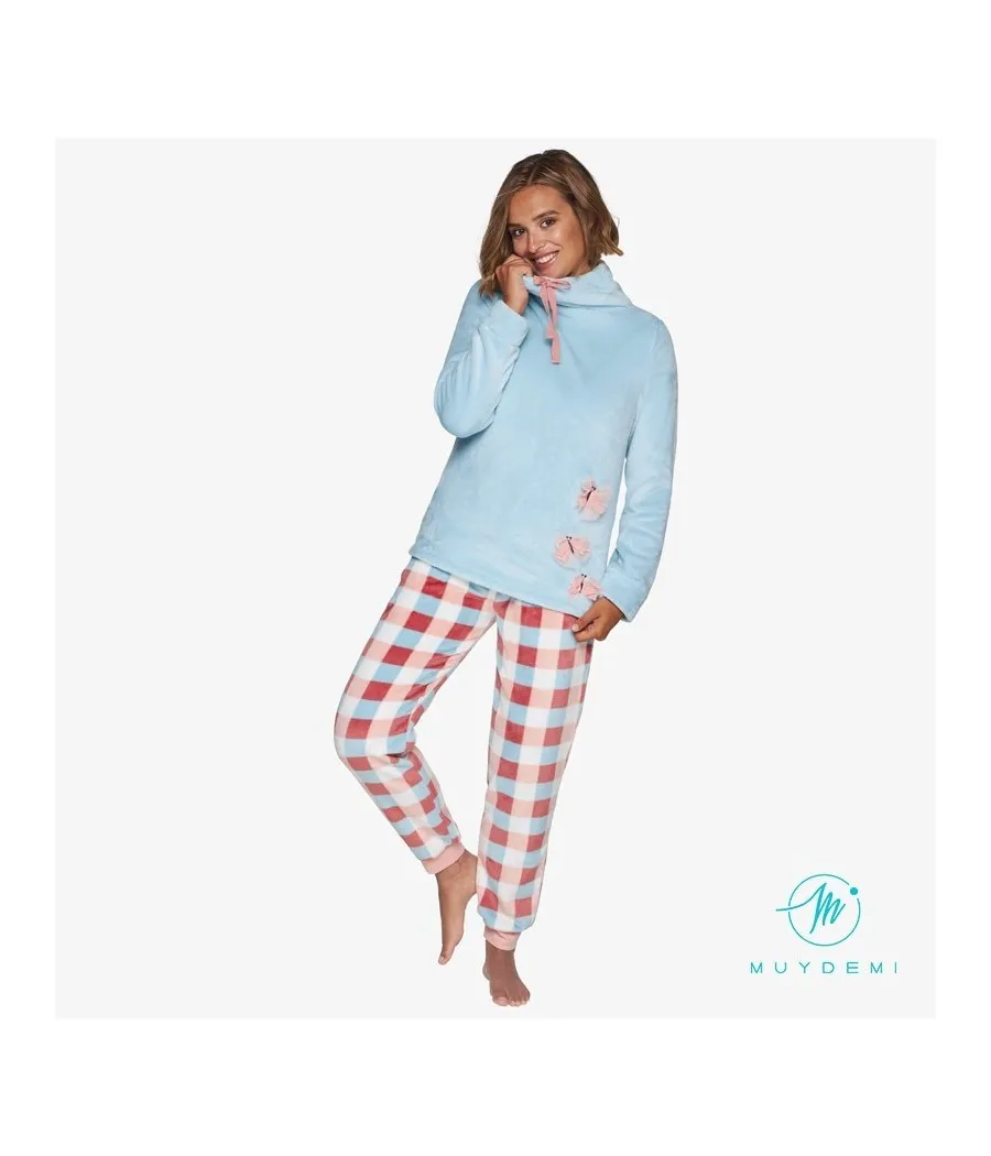 Pijama térmico mujer invierno Muidemi rosa microcoralina