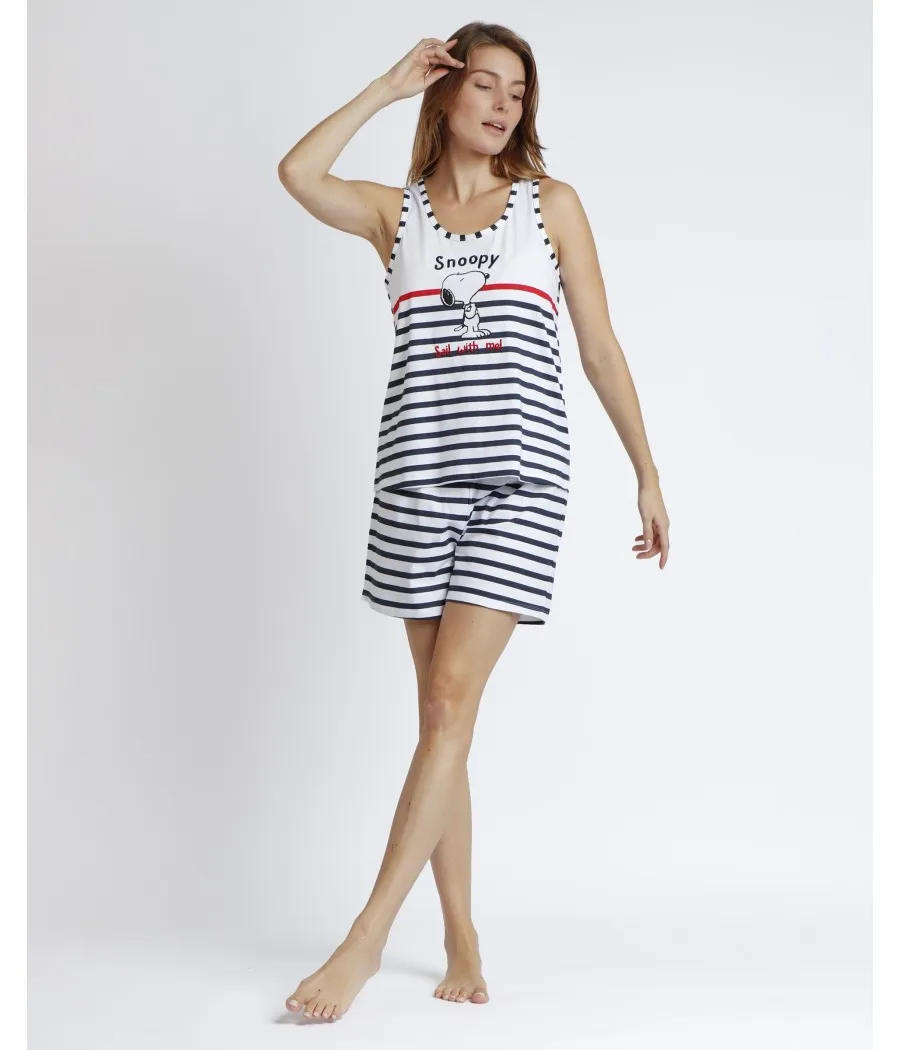 Pijama verano mujer Peanuts Snoopy Sail algodón