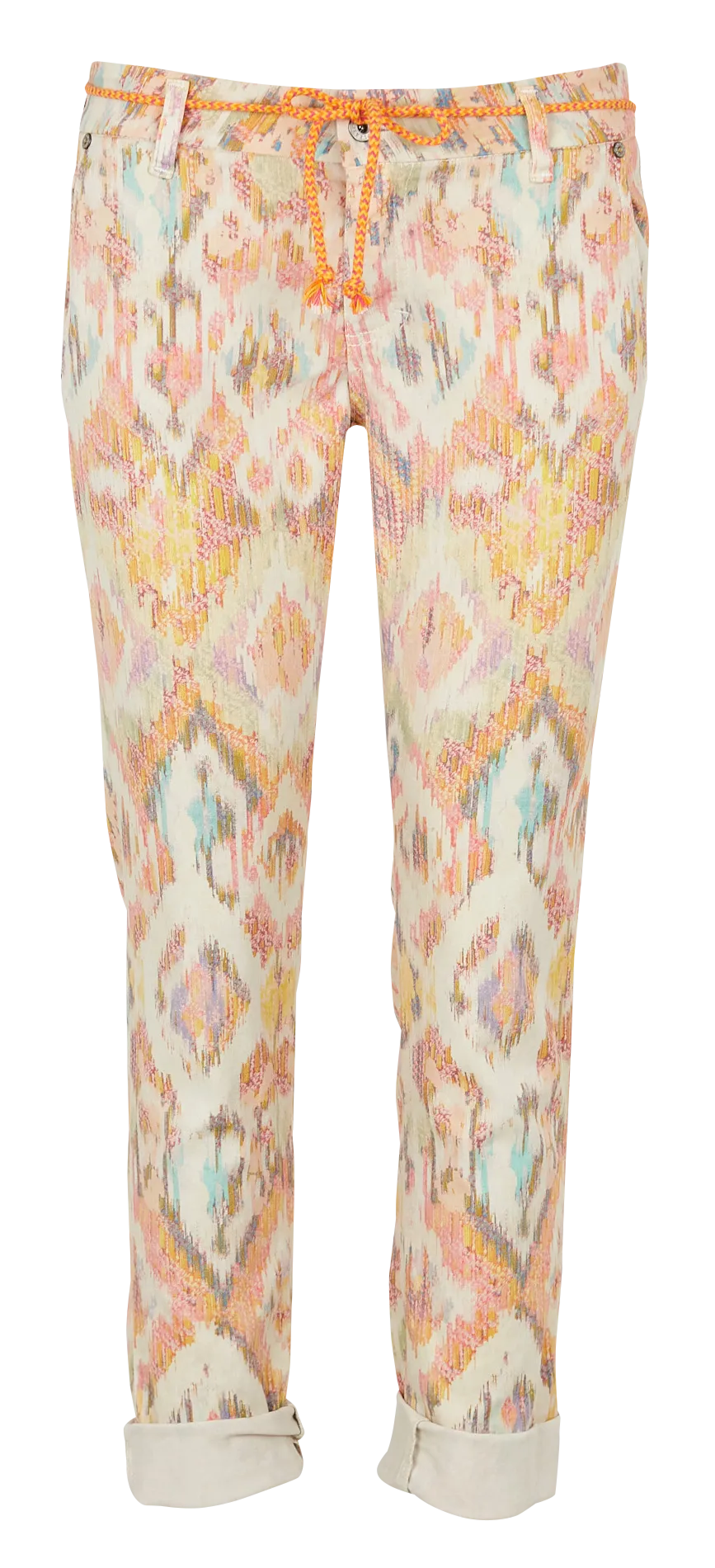 PLEASE Pantalón de mezcla de algodón tiro bajo en beige