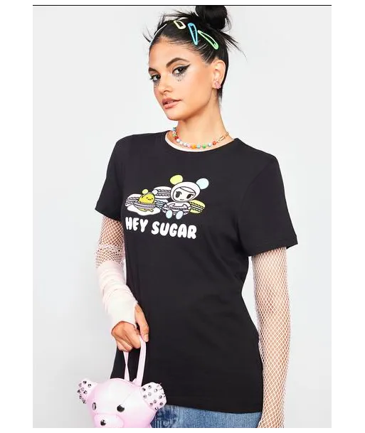 Polera Tokidoki x Gudetama Hey Sugar Mujer Negra