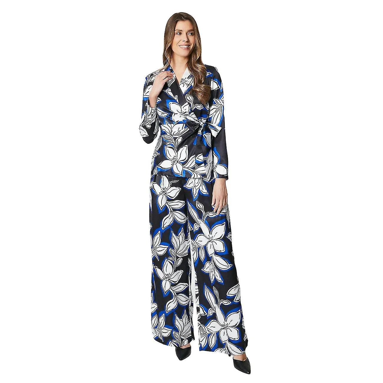Principios Mujer/Mujer Pantalones Florales de Pierna Ancha