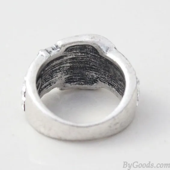 Retro Unique Buckle Pattern Rhinestone Ring