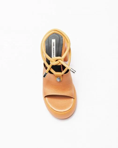 Sandalias de tacón alto Karl Lagerfeld Astragon Hi LongLace Slide Naranja