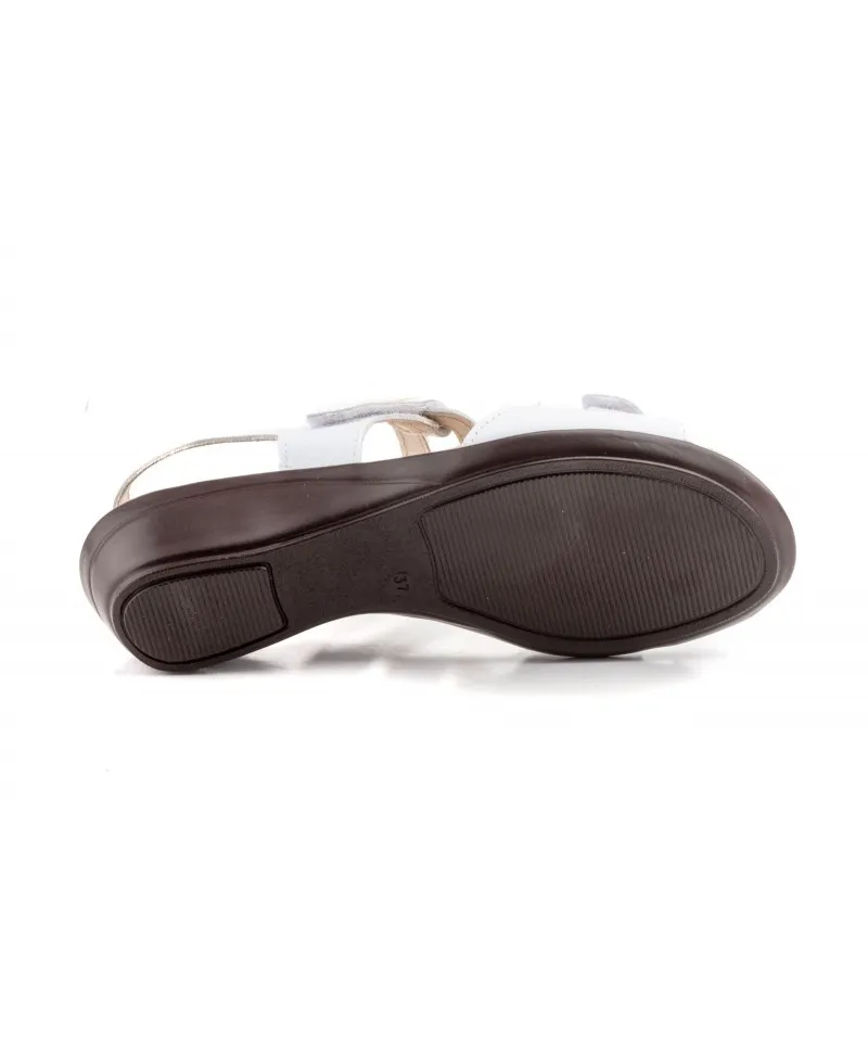 Sandalias Mujer Piel Colores Cuña Velcro