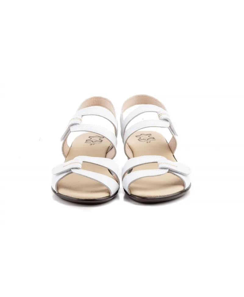 Sandalias Mujer Piel Colores Cuña Velcro