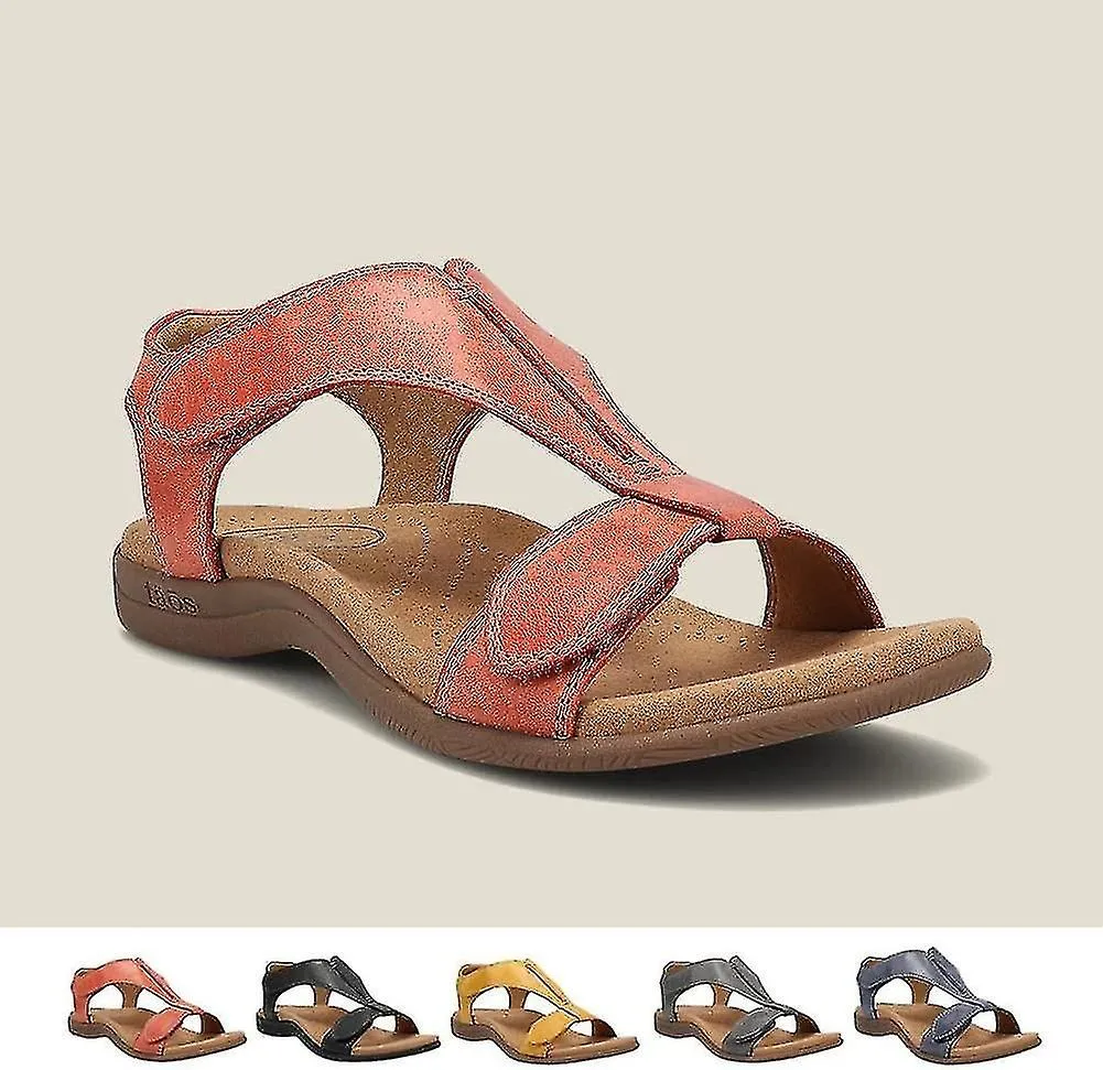 SANDALIAS ORTOPéDICAS CóMODAS PARA MUJER, SANDALIAS ORTOPéDICAS SURSELL, SANDALIAS CASUALES DE PLAYA PLANAS41ROJO
