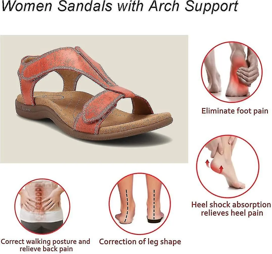 SANDALIAS ORTOPéDICAS CóMODAS PARA MUJER, SANDALIAS ORTOPéDICAS SURSELL, SANDALIAS CASUALES DE PLAYA PLANAS41ROJO