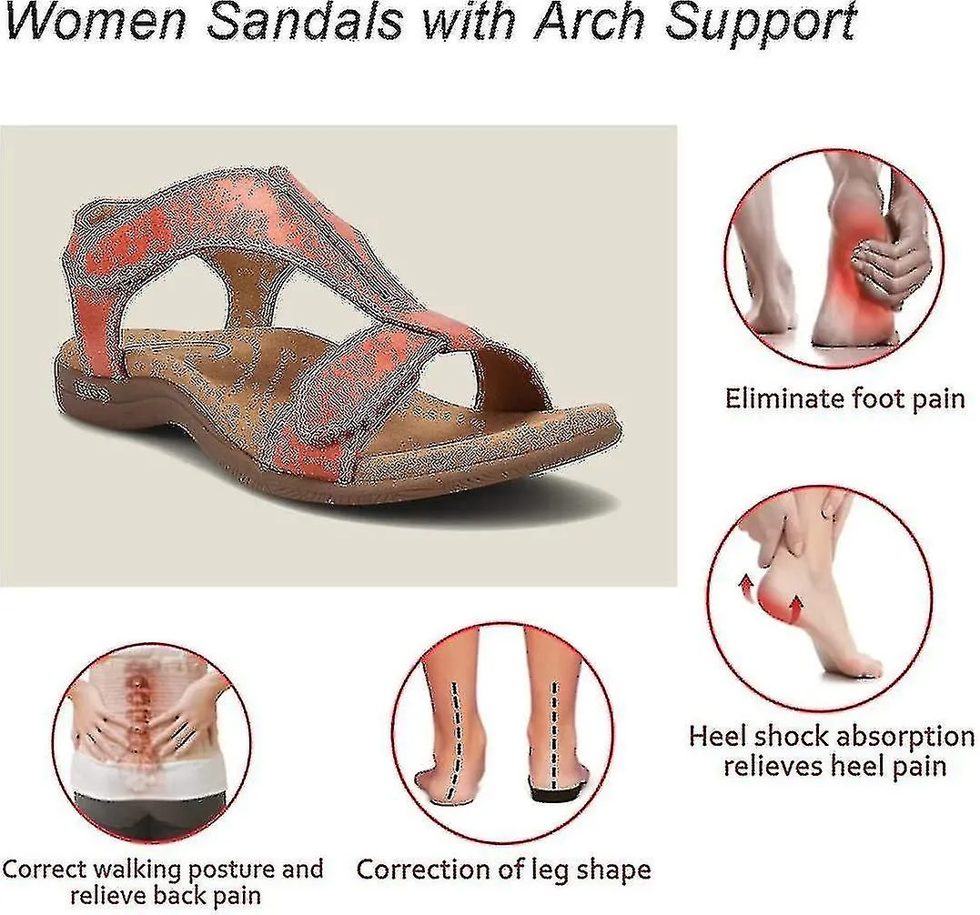 Sandalias ortopédicas cómodas para mujer, sandalias ortopédicas Sursell, sandalias casuales de playa planas