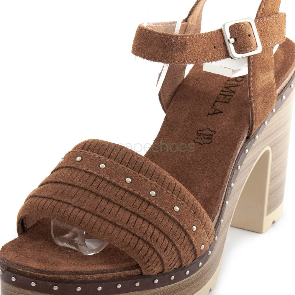 Sandálias CARMELA Salto Alto Suede Castanho
