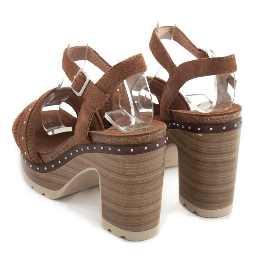 Sandálias CARMELA Salto Alto Suede Castanho