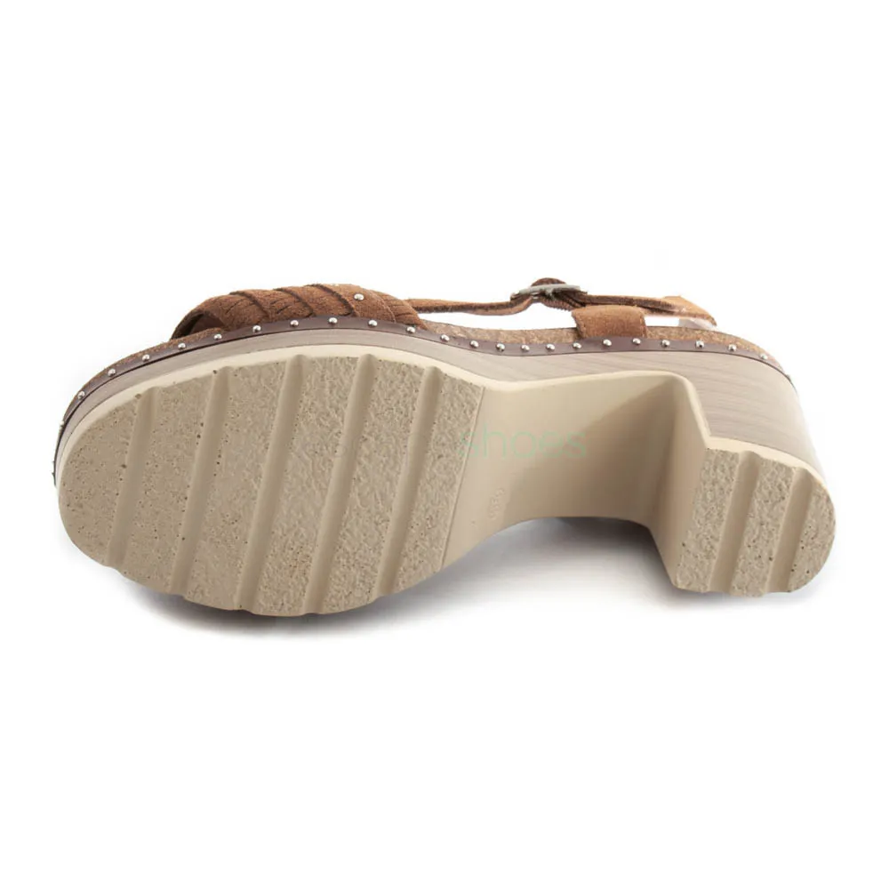 Sandálias CARMELA Salto Alto Suede Castanho