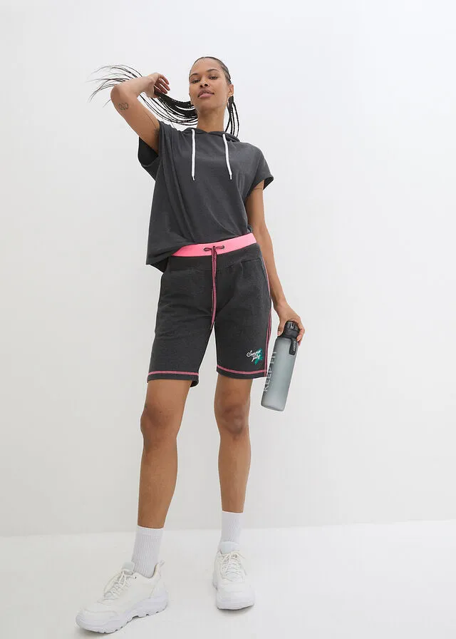 Shorts de verano de punto Antracita jaspeado
