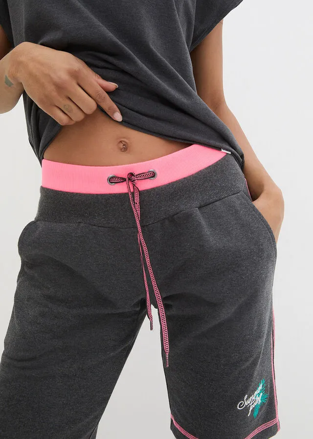 Shorts de verano de punto Antracita jaspeado