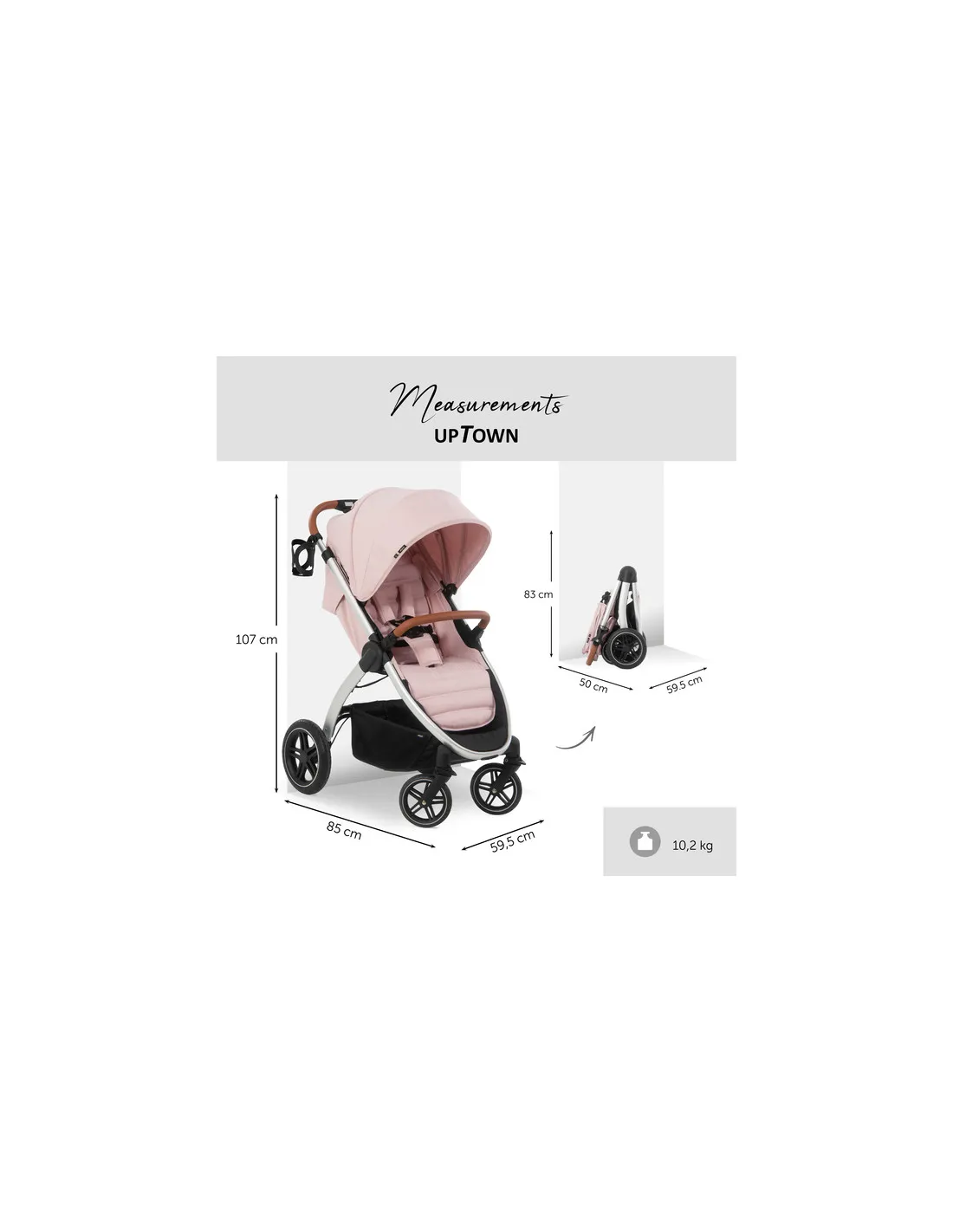 Silla de paseo Uptown rosa de Hauck elegante todoterreno