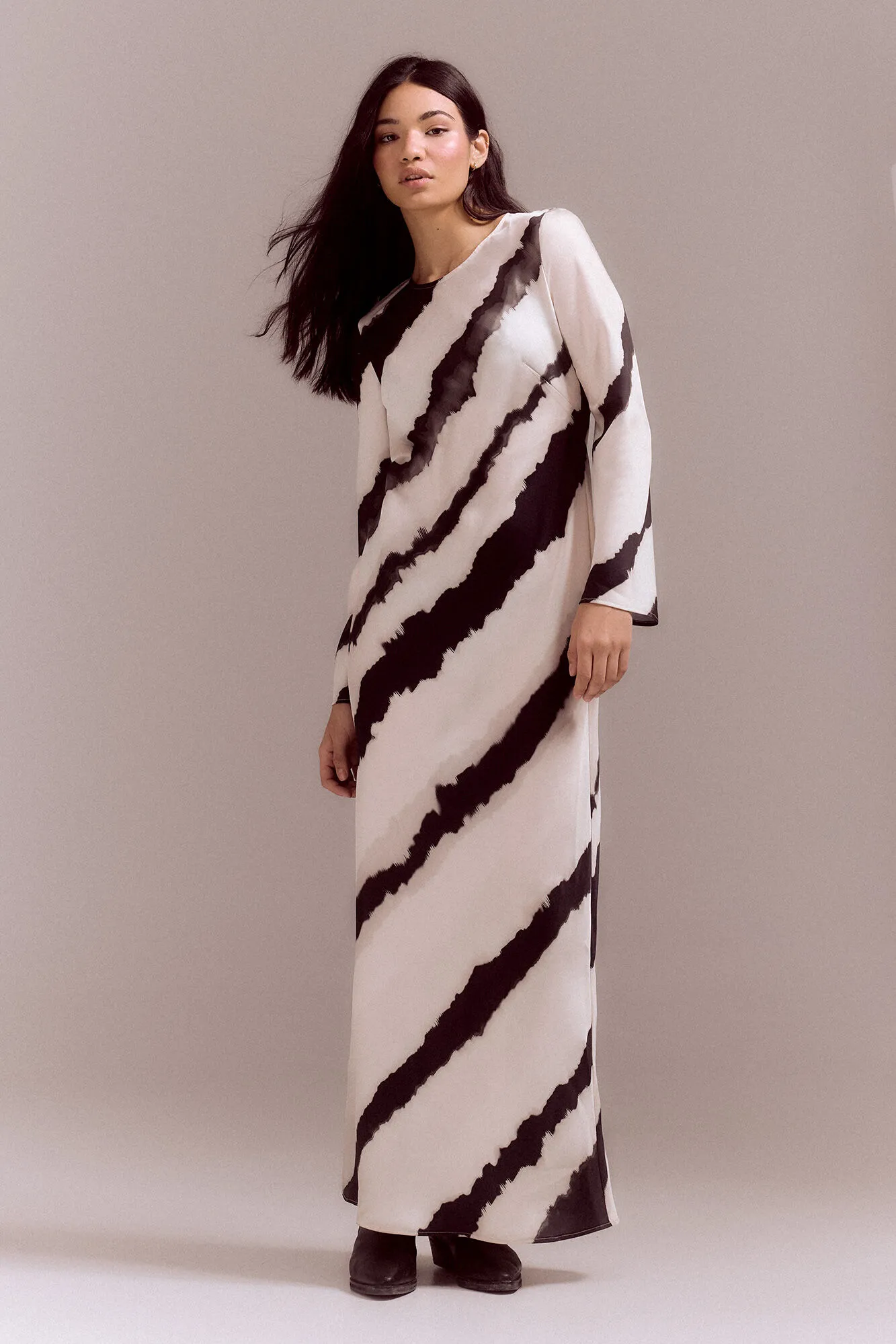 Slowlove Vestido recto rayas tie dye