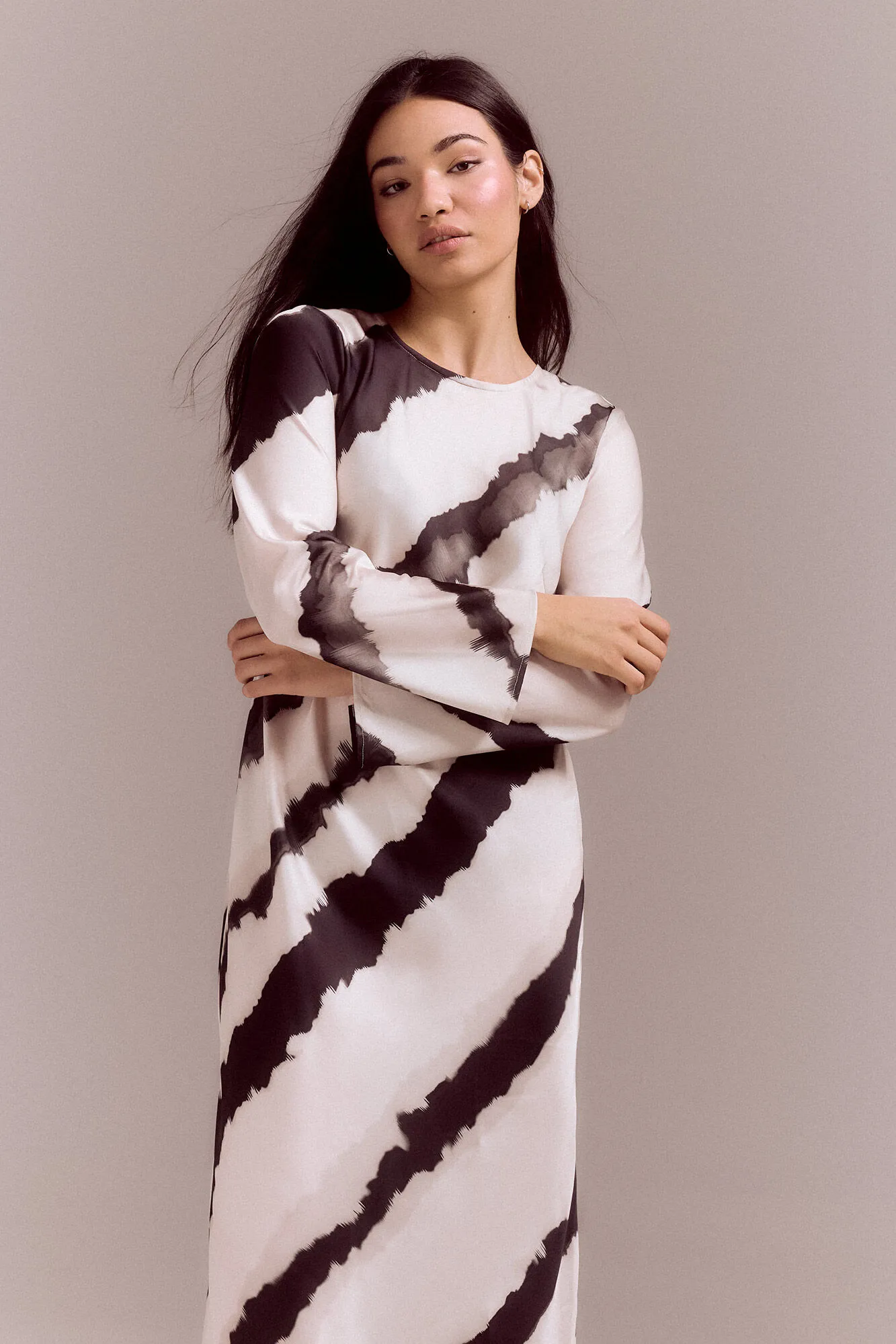 Slowlove Vestido recto rayas tie dye
