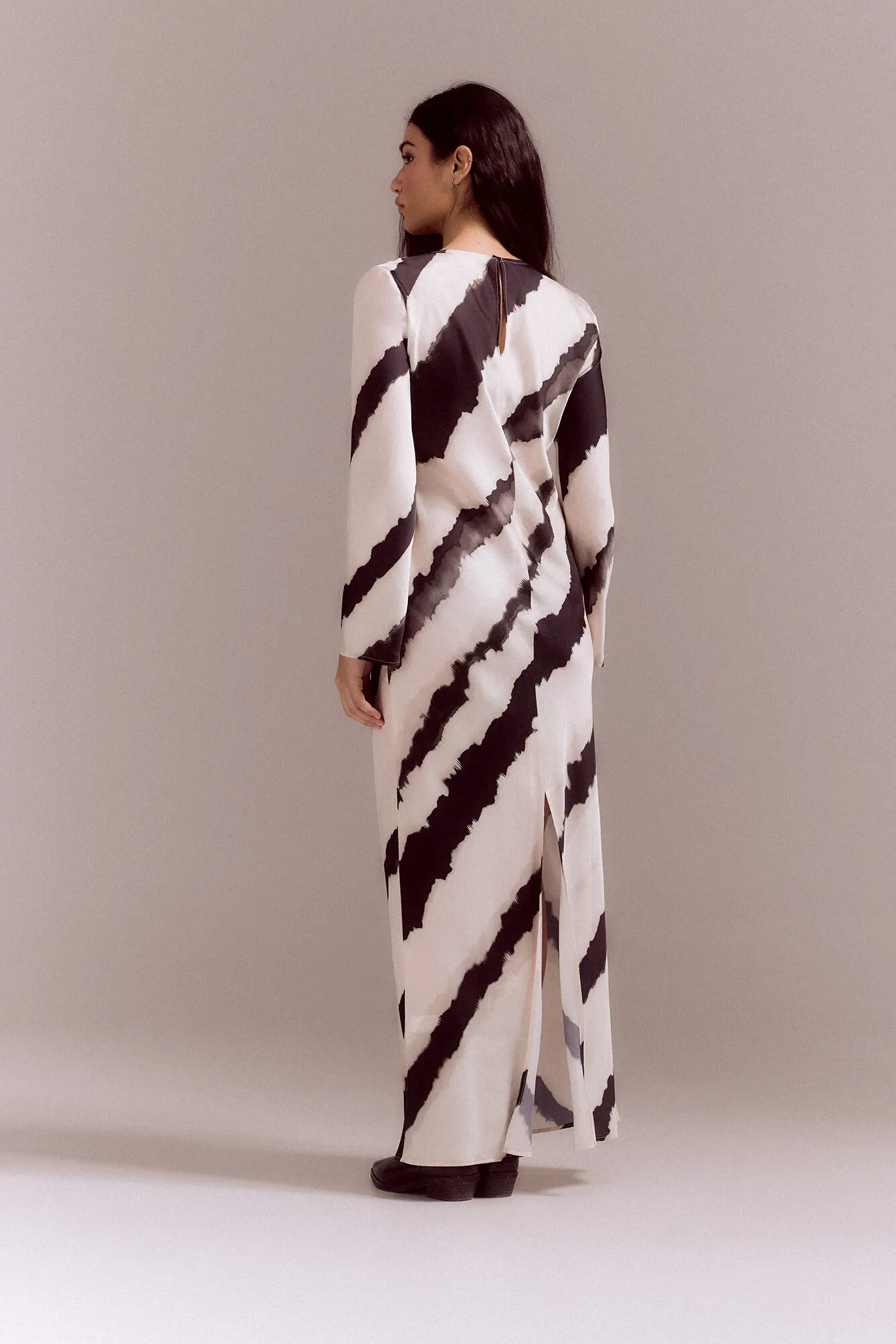 Slowlove Vestido recto rayas tie dye
