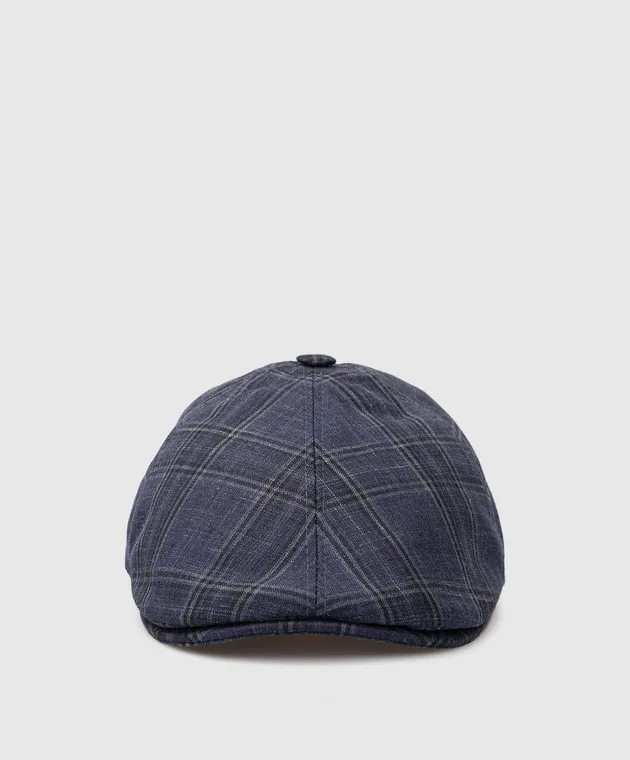 Stefano Ricci Checked wool, silk and linen baby cap