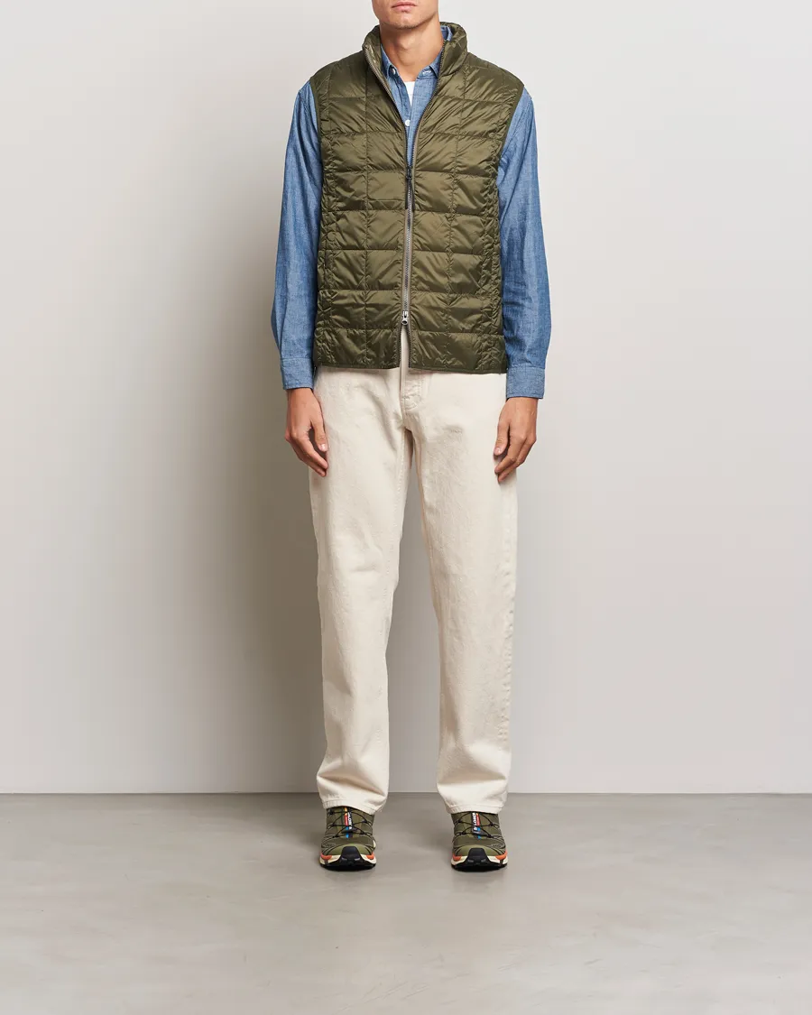 TAION High Neck Full Zip Lightweight Down Vest Dark Olive