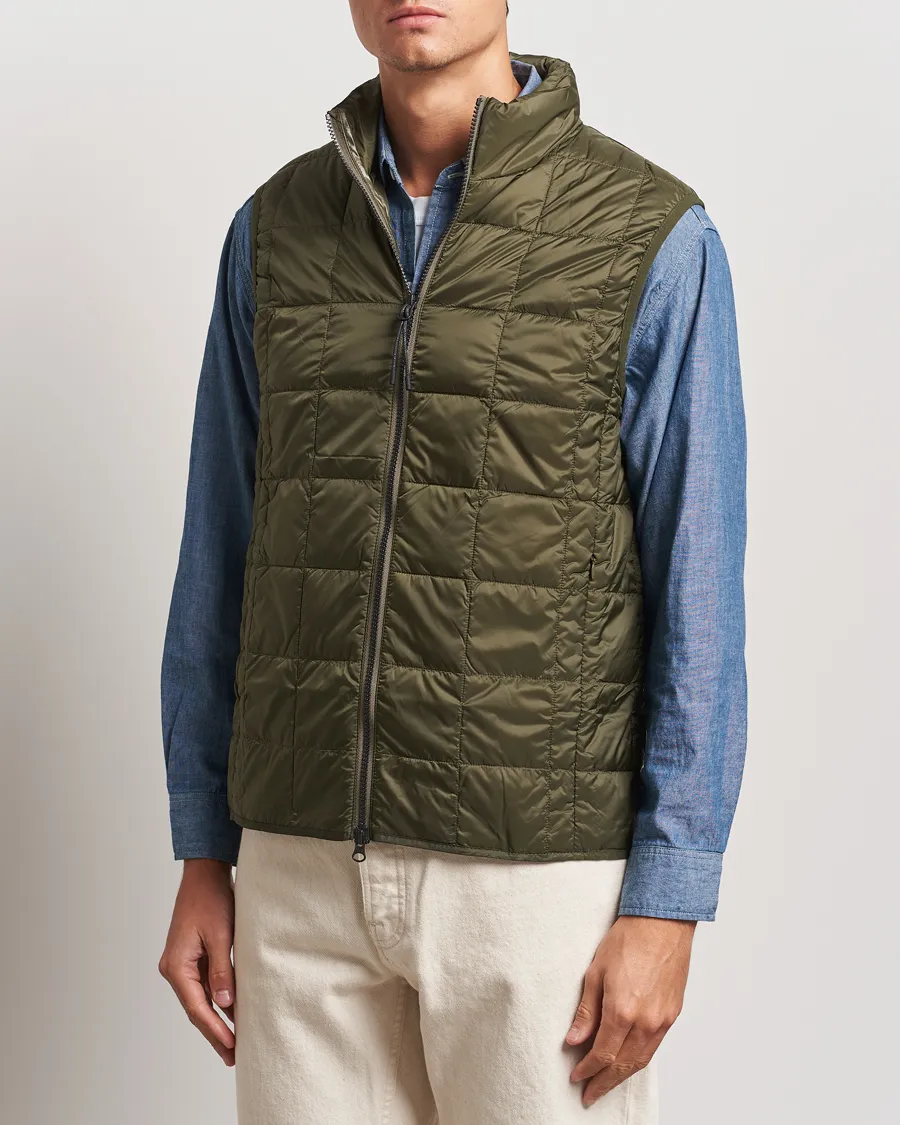 TAION High Neck Full Zip Lightweight Down Vest Dark Olive