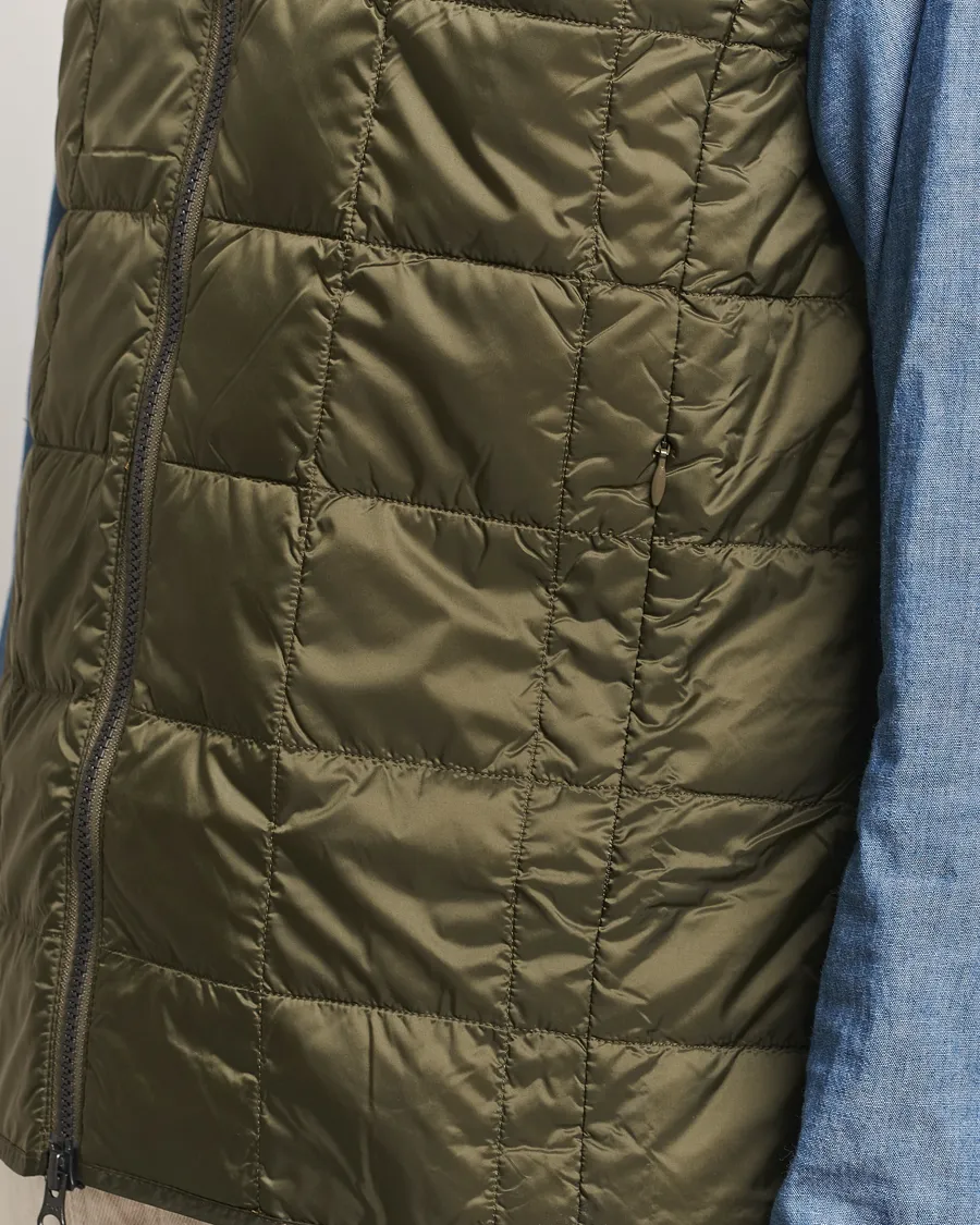 TAION High Neck Full Zip Lightweight Down Vest Dark Olive