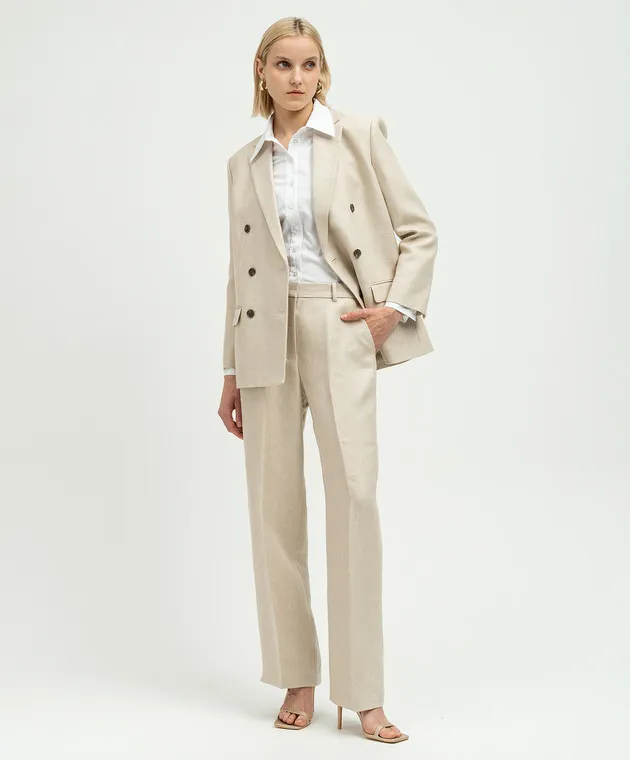 Theory Beige straight pants made of linen