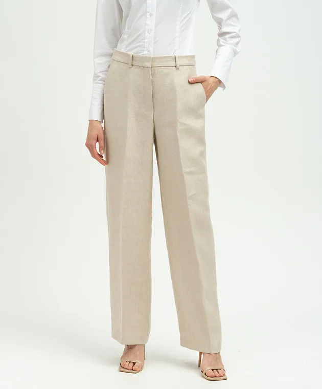 Theory Beige straight pants made of linen