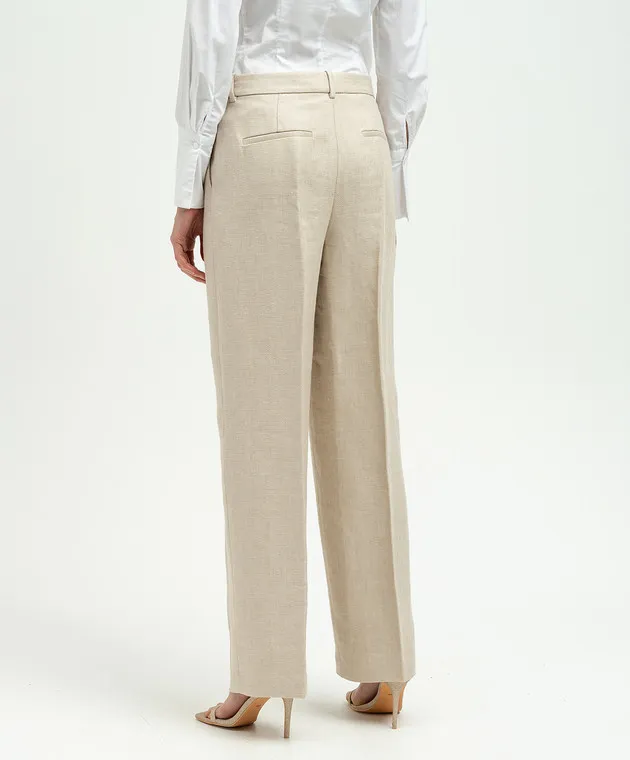 Theory Beige straight pants made of linen