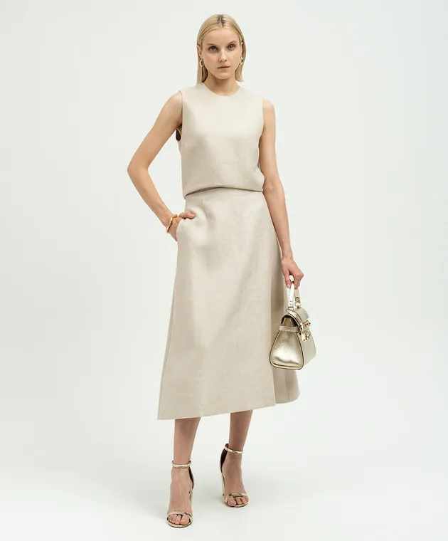 Theory Shell beige linen top