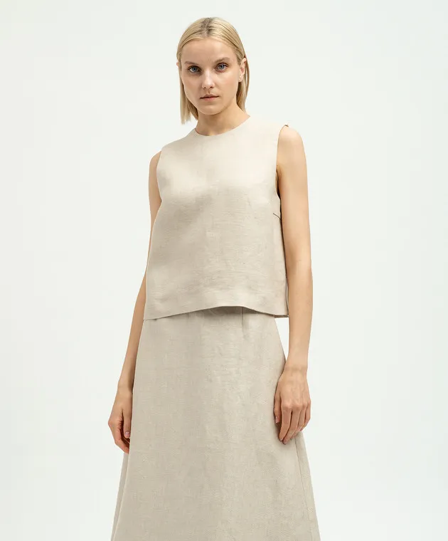 Theory Shell beige linen top