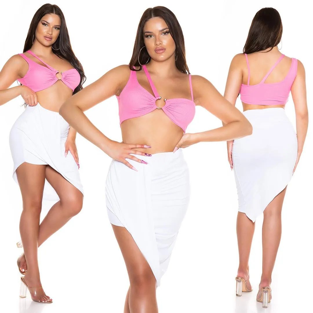 Top rosa estilo bustier de verano