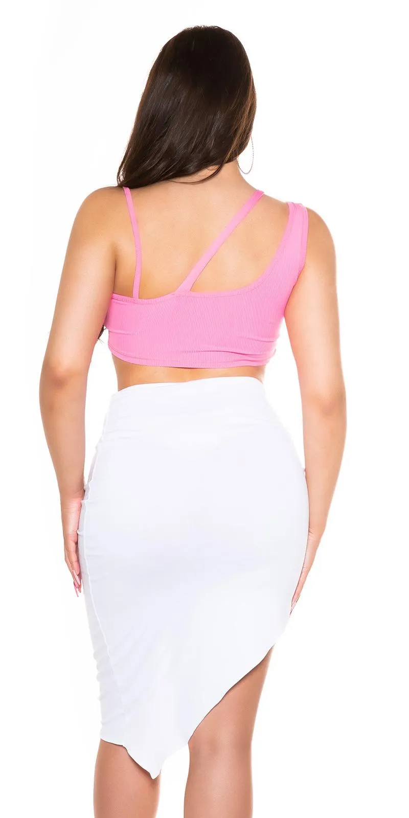 Top rosa estilo bustier de verano