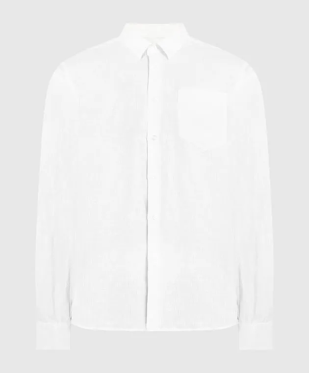 Vilebrequin Caroubis white linen shirt with logo embroidery