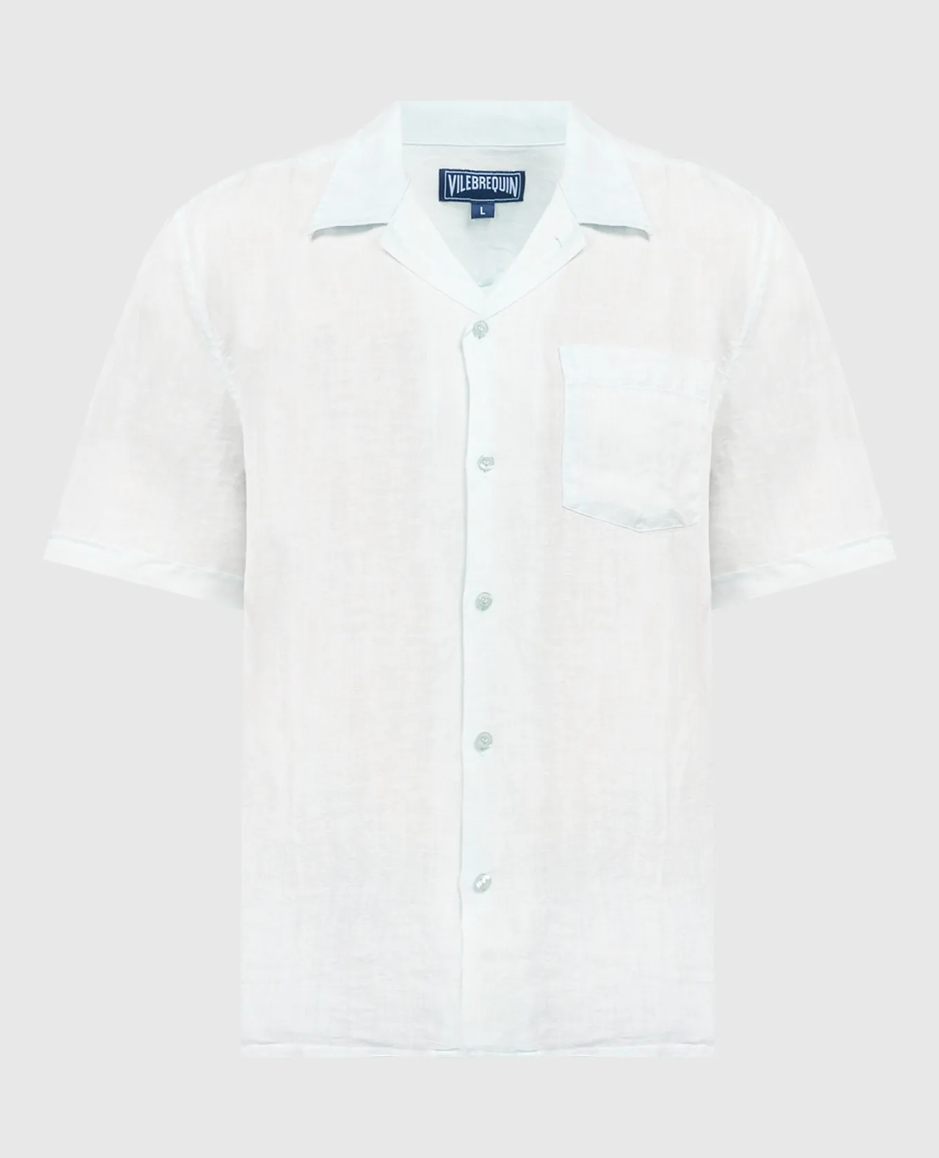 Vilebrequin Green linen shirt with logo embroidery