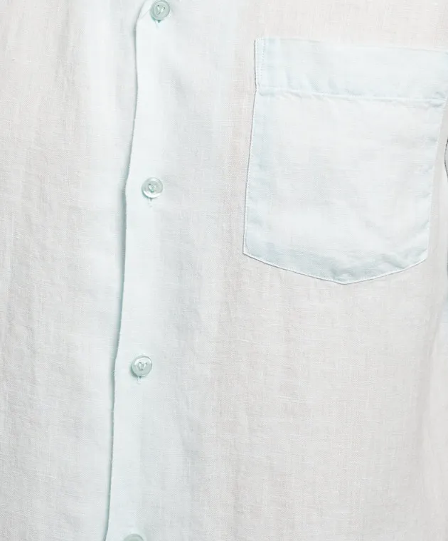 Vilebrequin Green linen shirt with logo embroidery