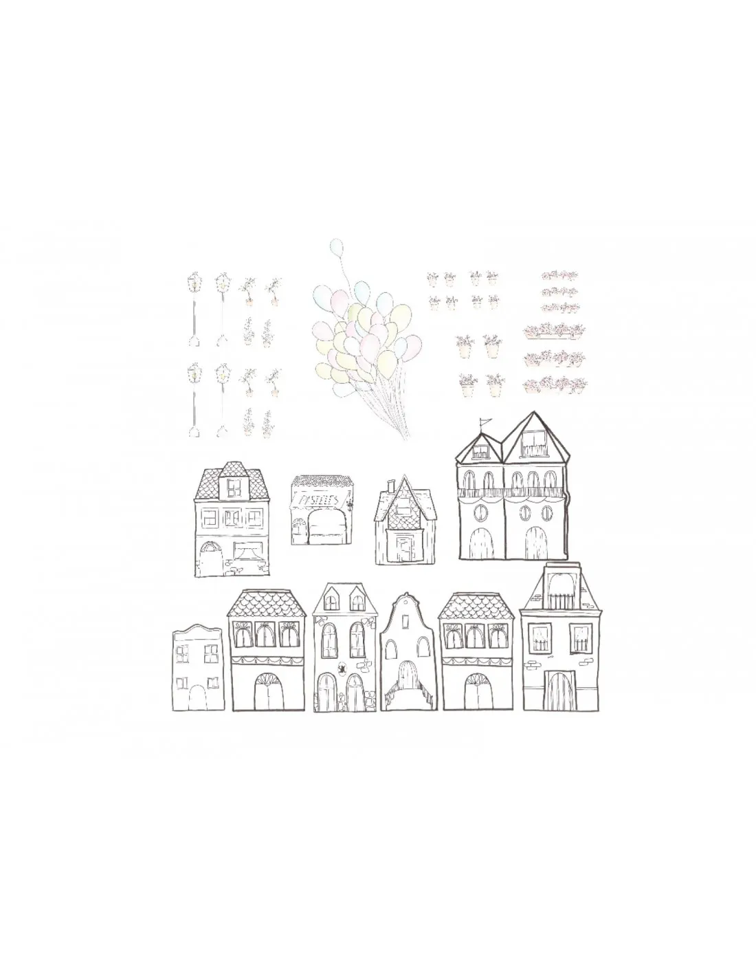 Vinilo infantil Casas L con complementos de Sueños de cigüeña