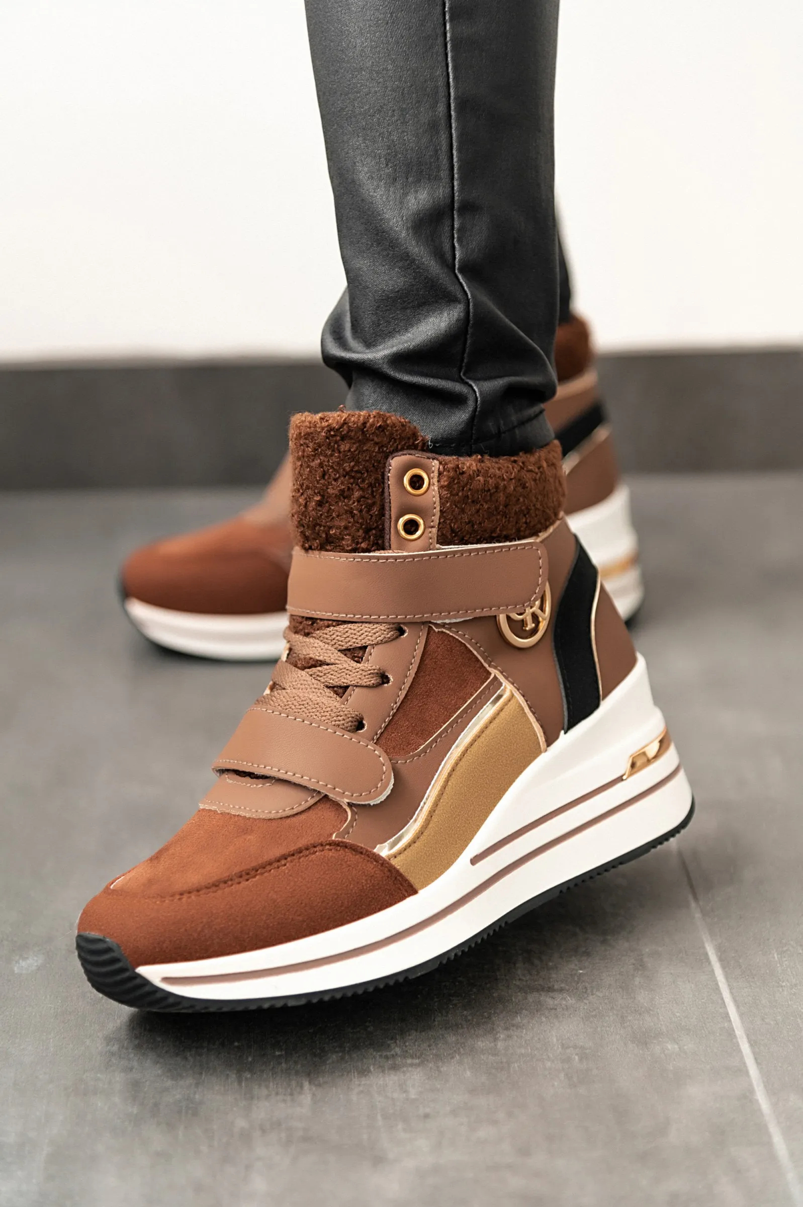 Zapatillas altas cálidas, marrón