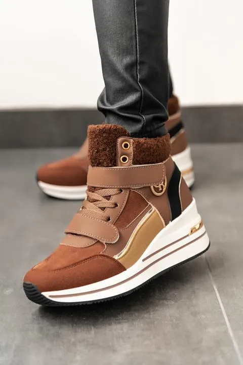 Zapatillas altas cálidas, marrón