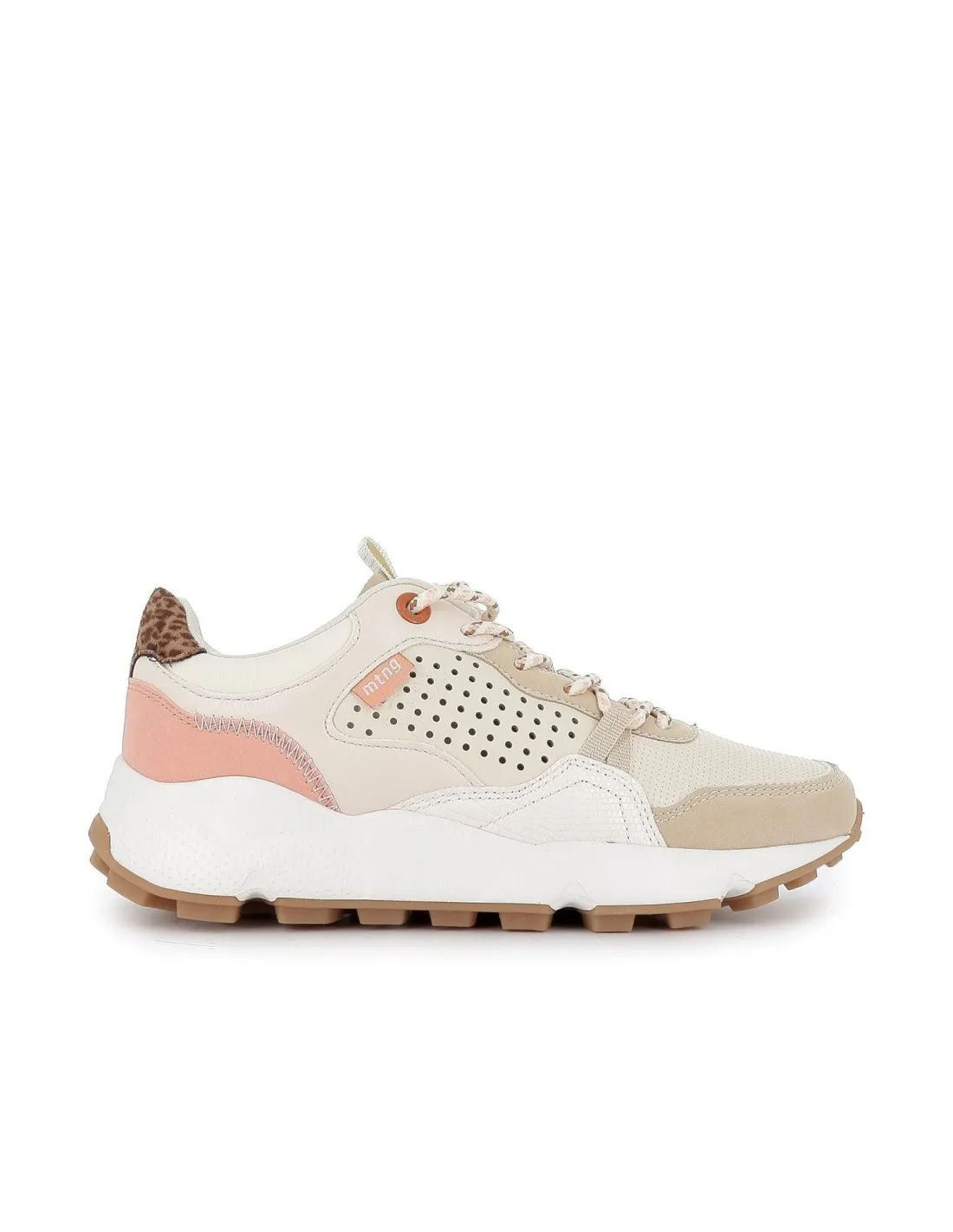 Zapatillas deportivas beige con calados y plataforma para mujer Mustang