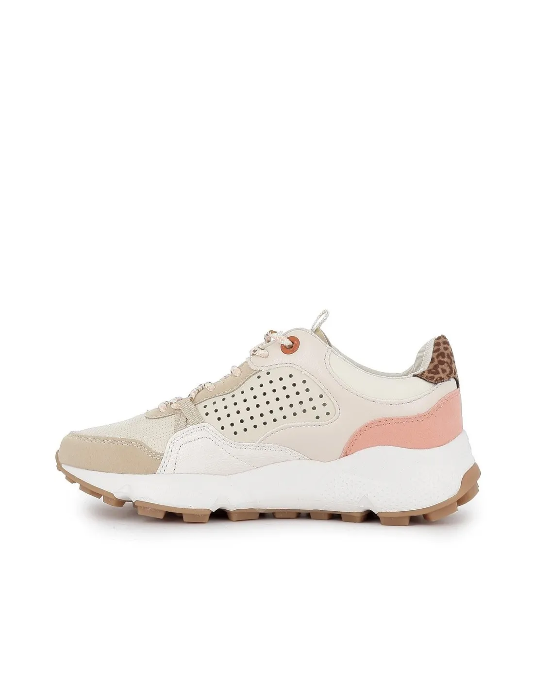 Zapatillas deportivas beige con calados y plataforma para mujer Mustang
