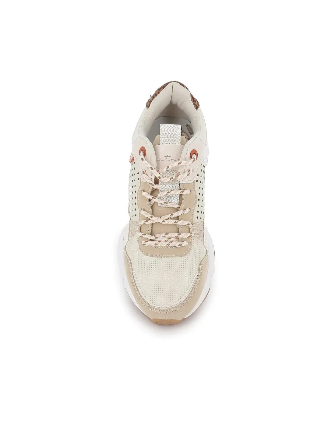 Zapatillas deportivas beige con calados y plataforma para mujer Mustang