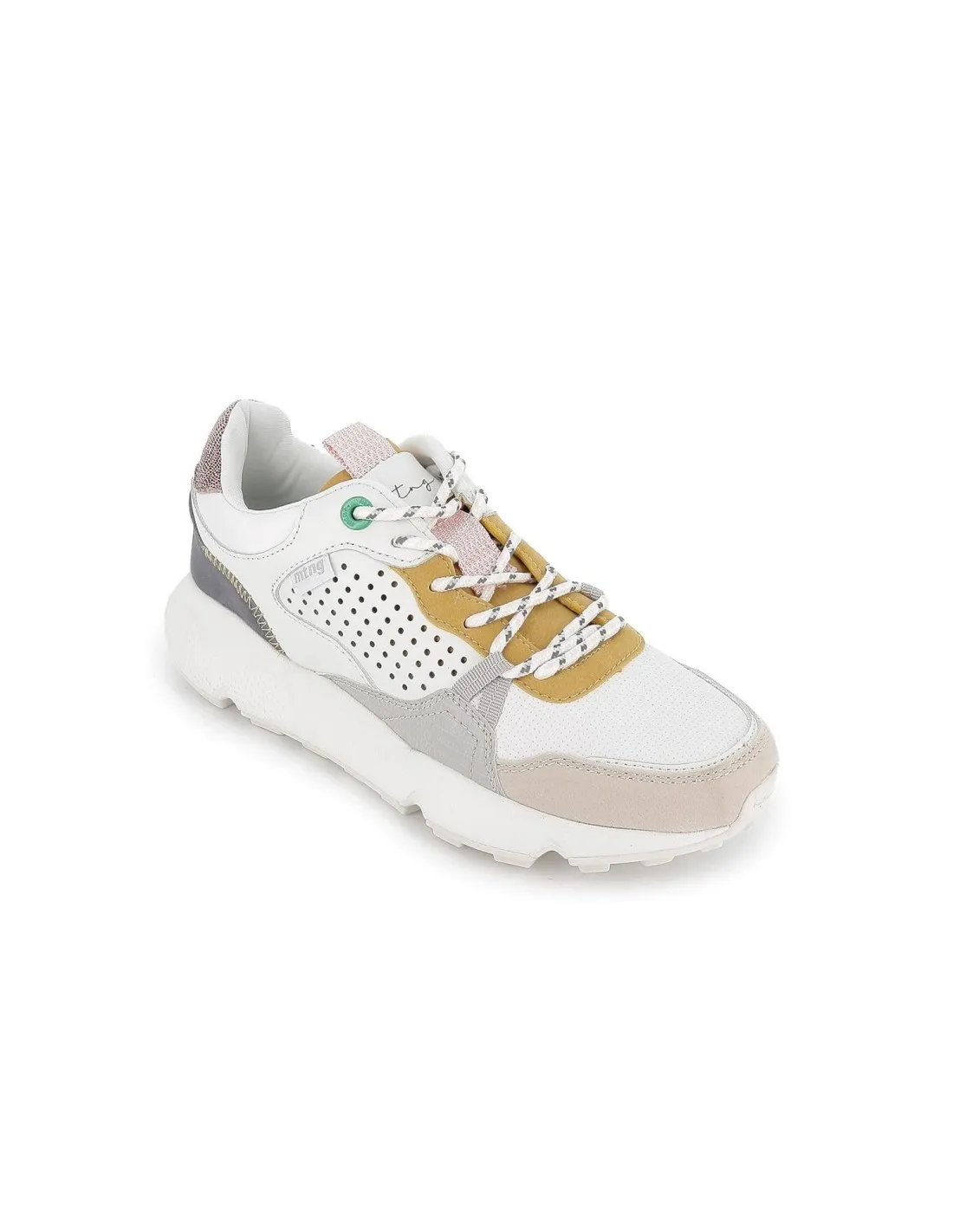 Zapatillas deportivas blancas con calados y plataforma para mujer Mustang